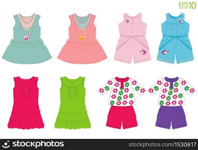 Girl clothes Vector template for design work