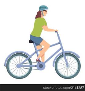 Girl cyclist icon cartoon vector. Bicycle helmet. Children sport. Girl cyclist icon cartoon vector. Bicycle helmet