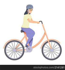 Girl cyclist icon cartoon vector. Cute helmet. Happy child. Girl cyclist icon cartoon vector. Cute helmet