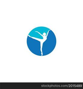 girl dancing ballet logo vector illustration design template.