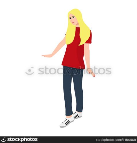 Girl dancing on a white background. Simple flat people icon. Girl dancing on a white background. icon