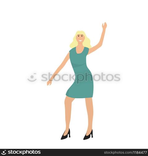 Girl dancing on a white background. Simple flat people icon. Girl dancing on a white background. icon
