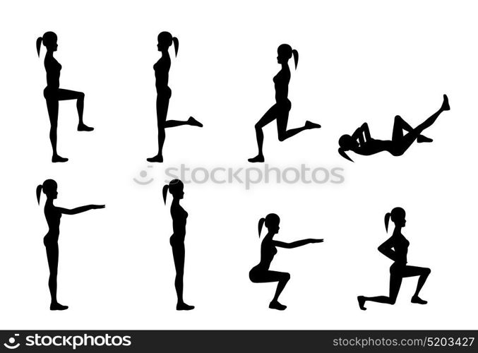 Girl Dioing Exercise on White Background Vector Illustration EPS10. Girl Dioing Exercise on White Background Vector Illustration EPS