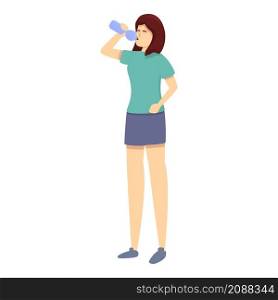 Girl drink water icon cartoon vector. Woman sport. Happy healthy. Girl drink water icon cartoon vector. Woman sport