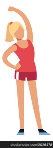 Girl exercising. Sport woman stretching. Athlete training. Vector illustration. Girl exercising. Sport woman stretching. Athlete training