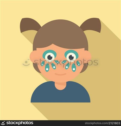 Girl face painting icon flat vector. Child paint. Cute facial makeup. Girl face painting icon flat vector. Child paint