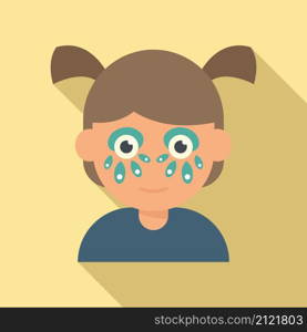 Girl face painting icon flat vector. Child paint. Cute facial makeup. Girl face painting icon flat vector. Child paint