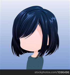 Girl fashion hairstyle Cartoons concept Head shot Illustration vector On pop art comics style Abstract blue background