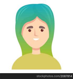 Girl green hair color icon cartoon vector. Woman fashion. Style model face. Girl green hair color icon cartoon vector. Woman fashion