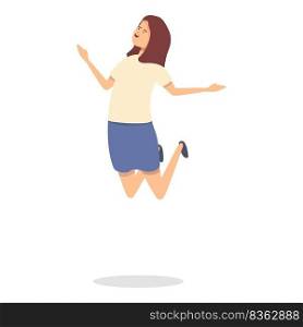 Girl happy jump icon cartoon vector. Business marketing. Emotion head. Girl happy jump icon cartoon vector. Business marketing