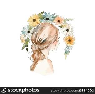 Girl in a wreath. Vector illustration design.