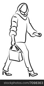 Girl in heels, illustration, vector on white background.