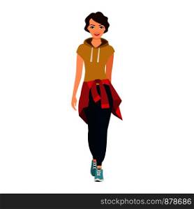Girl in sports clothes isolated vector illustration on white background. Girl in sports clothes