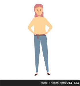 Girl jeans icon cartoon vector. Cute happy. Shop clothes. Girl jeans icon cartoon vector. Cute happy