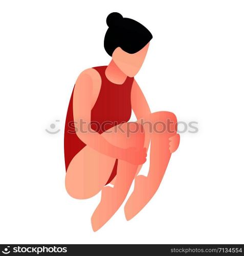 Girl jump in pool icon. Isometric of girl jump in pool vector icon for web design isolated on white background. Girl jump in pool icon, isometric style
