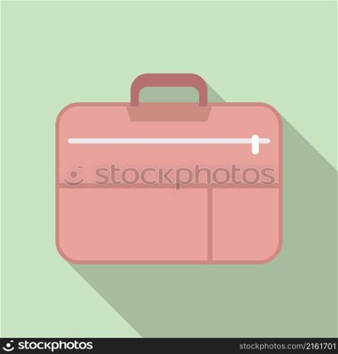 Girl laptop bag icon flat vector. Travel accessory. Closed suitcase. Girl laptop bag icon flat vector. Travel accessory