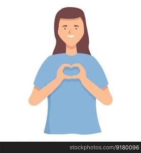 Girl love heart icon cartoon vector. People talk. Woman character. Girl love heart icon cartoon vector. People talk