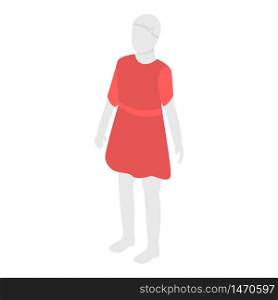 Girl mannequin dress icon. Isometric of girl mannequin dress vector icon for web design isolated on white background. Girl mannequin dress icon, isometric style