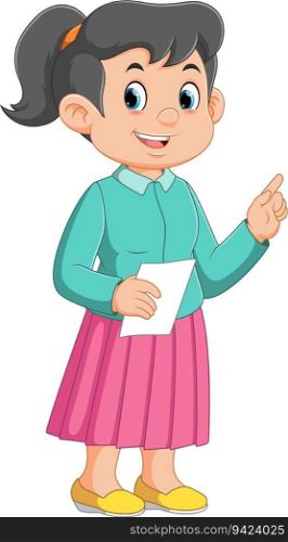 girl master ceremonial hold paper cartoon character of illustration