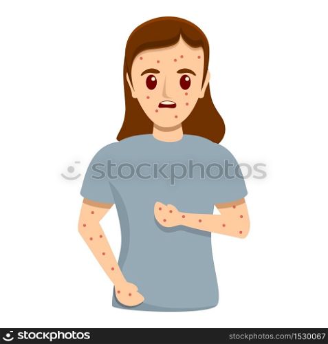 Girl measles infection icon. Cartoon of girl measles infection vector icon for web design isolated on white background. Girl measles infection icon, cartoon style