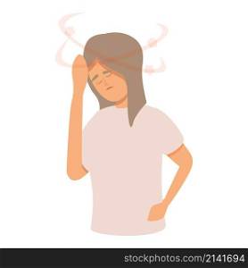 Girl mental pain icon cartoon vector. Dizzy headache. Sick brain. Girl mental pain icon cartoon vector. Dizzy headache