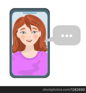 GIRL MESSAGE Internet Talking Business Vector Illustration