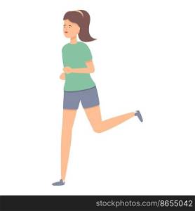Girl morning run icon cartoon vector. Street workout. Body person. Girl morning run icon cartoon vector. Street workout