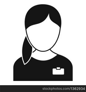 Girl nurse icon. Simple illustration of girl nurse vector icon for web design isolated on white background. Girl nurse icon, simple style