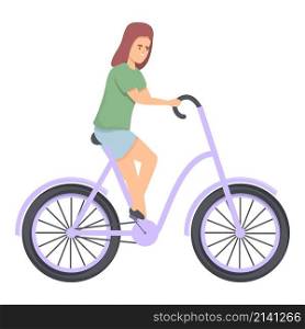 Girl on bicycle icon cartoon vector. Active kid. Cute bike. Girl on bicycle icon cartoon vector. Active kid