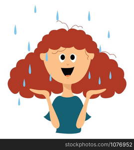 Girl on rain, illustration, vector on white background.