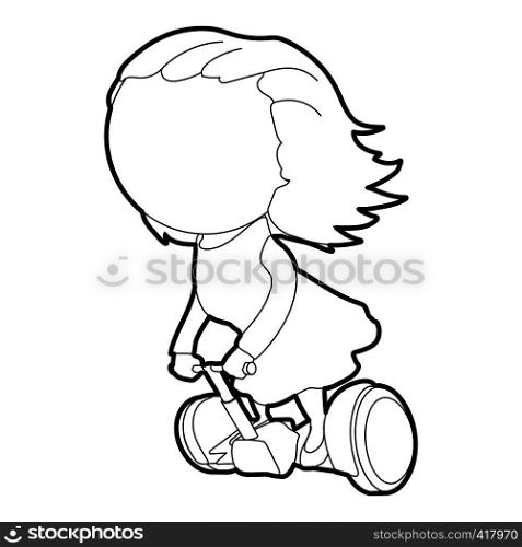 Girl on segway icon. Outline illustration of girl on segway vector icon for web. Girl on segway icon, outline style