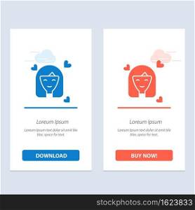 Girl, Person, Woman, Avatar, Women Blue and Red Download and Buy Now web Widget Card Template