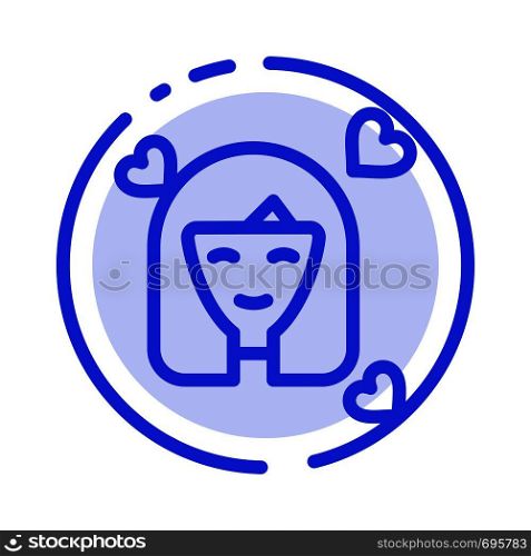 Girl, Person, Woman, Avatar, Women Blue Dotted Line Line Icon