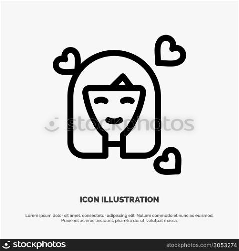 Girl, Person, Woman, Avatar, Women Line Icon Vector