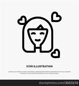 Girl, Person, Woman, Avatar, Women Line Icon Vector