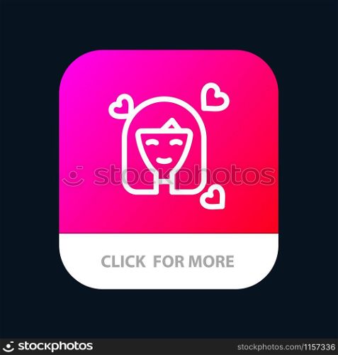 Girl, Person, Woman, Avatar, Women Mobile App Button. Android and IOS Line Version