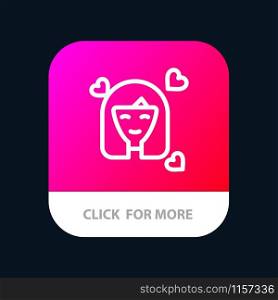 Girl, Person, Woman, Avatar, Women Mobile App Button. Android and IOS Line Version