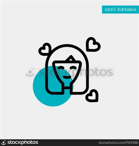 Girl, Person, Woman, Avatar, Women turquoise highlight circle point Vector icon