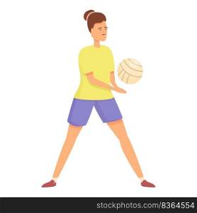 Girl play volleyball icon cartoon vector. Sport school. Kid education. Girl play volleyball icon cartoon vector. Sport school