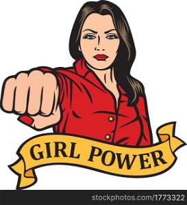 Girl power design - woman punching