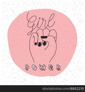 Girl power emblem with raised fist in sign vector image