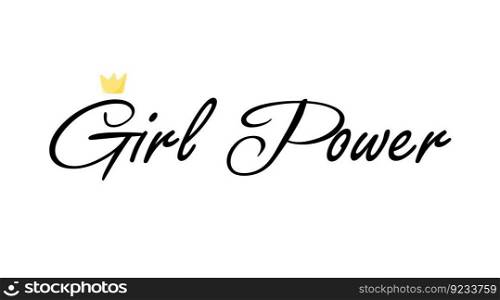 Girl power lettering card isolated on white background. T-shirt sublimation print template.