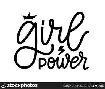 GIRL POWER logo"e. Girl power word. Trendy graphic design with text girl power and lightning bolt. Vector illustration Text Design print for t shirt, tee, pin label, sticker, poster, card, banner. GIRL POWER logo"e. Vector illustration