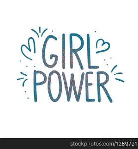 Girl power quote isolated. GRL PWR hand lettering. Feminist slogan. Vector illustration.