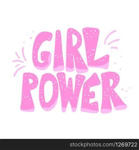 Girl power quote isolated. GRL PWR hand lettering. Feminist slogan. Vector illustration.