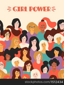 Girl power. Vector template with for card, poster, flyer and other users. Girl power. Vector template.