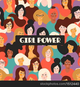 Girl power. Vector template with for card, poster, flyer and other users. Girl power. Vector template.