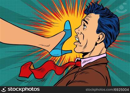 girl power, woman fights with a man. Gender conflicts and inequality. Pop art retro vector illustration. girl power, woman fights with a man. Gender conflicts and inequa