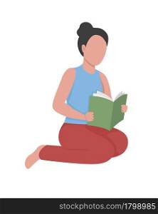 Girl reading book semi flat color vector character. Sitting figure. Full body person on white. Spending time with fiction isolated modern cartoon style illustration for graphic design and animation. Girl reading book semi flat color vector character