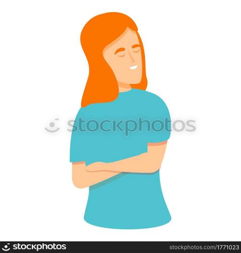 Girl relax narcissism icon. Cartoon of Girl relax narcissism vector icon for web design isolated on white background. Girl relax narcissism icon, cartoon style